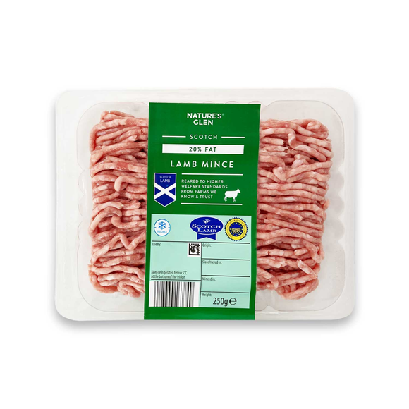 Nature's Glen Scotch Lamb Mince 20% Fat 250g